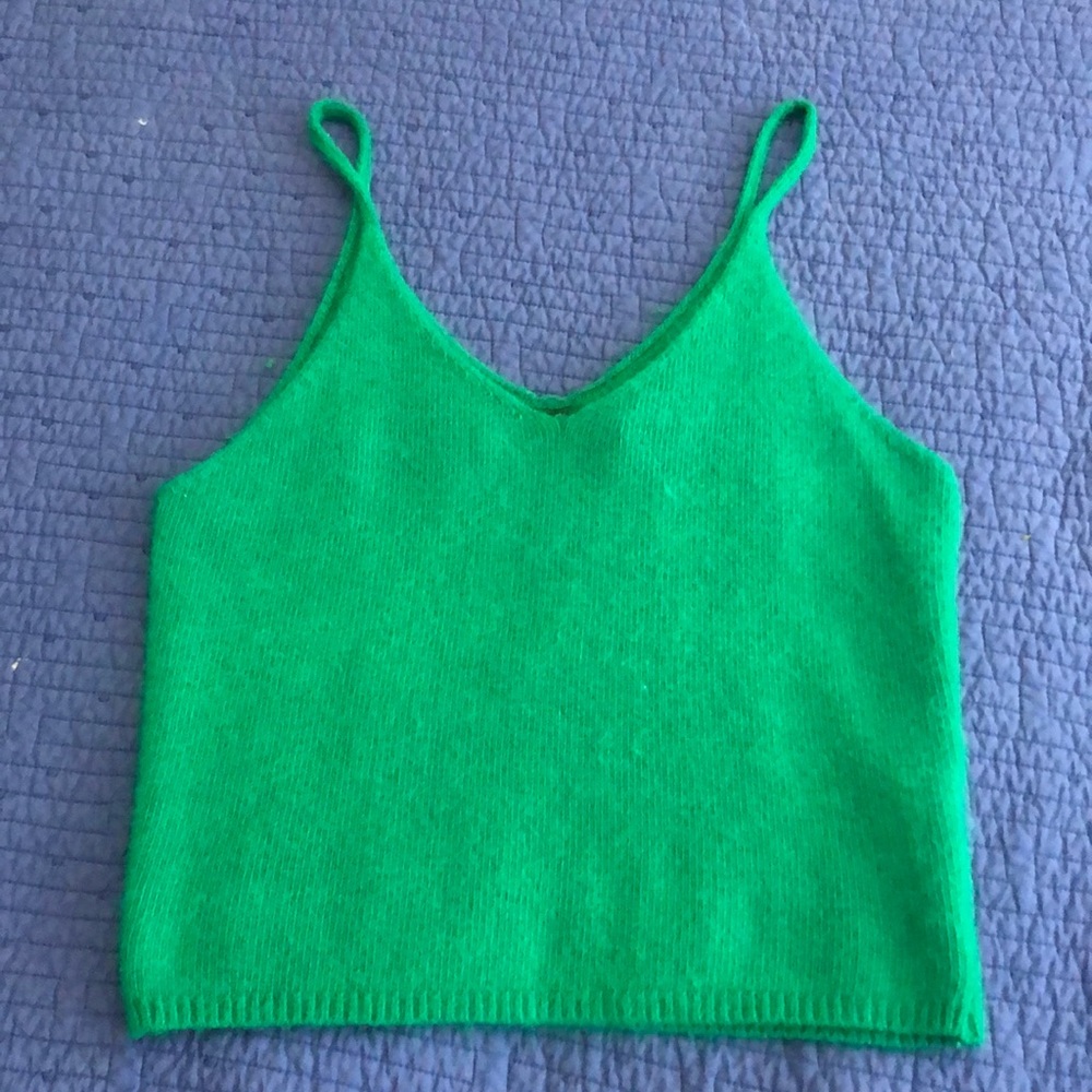 FINAL SALE Code x Mode Fuzzy Green Sleeveless Crop Top